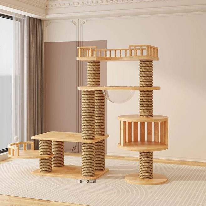 대형 고양이 캣타워 나비나무 아이보리 철제 스크래쳐, 페인트 포함 - 판타지 버터플라이 팰리스 - 일반 기둥, 1개