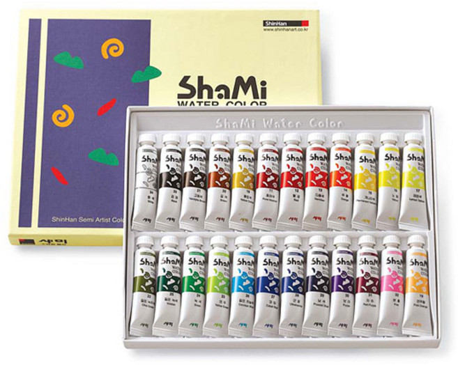 신한 샤미 수채화 물감 10ml 24색, 1개, 240ml