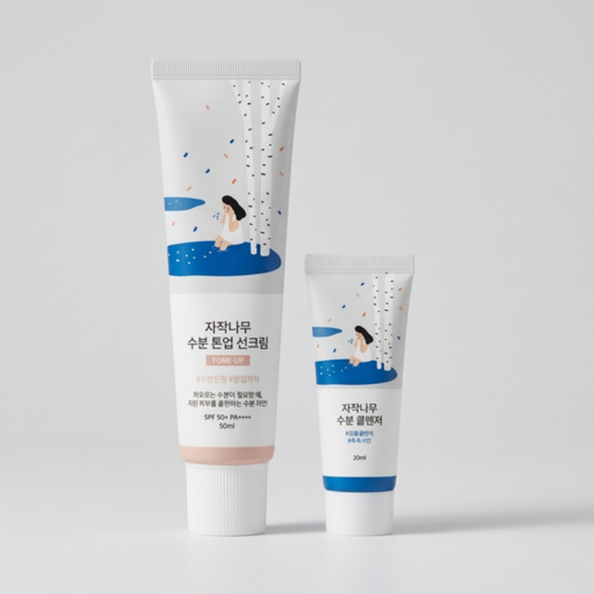 라운드랩 자작나무 수분 톤업 선크림 50ml + 클렌저 20ml, 1개