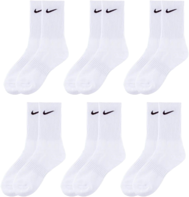 1+1 나이키 에브리데이 쿠션 장목양말 2팩 6세트 SX7664-100, 2개