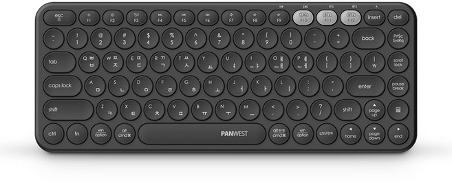 팬웨스트 멀티 페어링 2.4 BT3.0 BT5.0 블루투스 무선 텐키리스 키보드 + 키스킨, 블랙, BK384