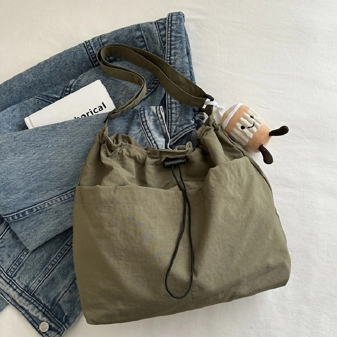 밸류마인드 캔버스백 바스락 스트링백 가벼운 크로스백 데일리 가방