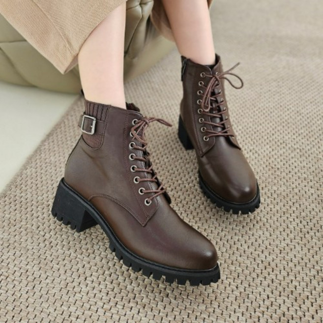 소가죽 버클 통굽 시보리밴딩 워커 5.5cm