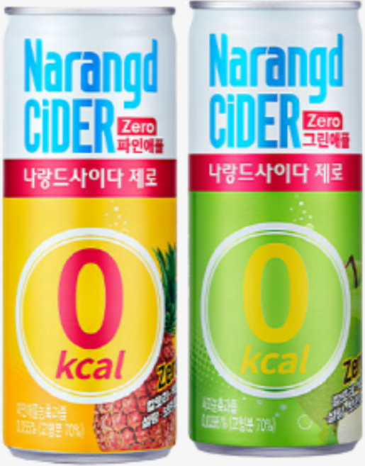 나랑드사이다제로 245ml 파인애플(15캔) + 그린애플(15캔), 30개