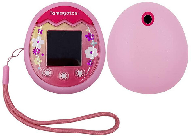 Xcivi Tamagotchi Pix 가상 인터랙티브 애완동물 게임 기계용 실리콘 커버 및 랜야드 새로운 다마고치 PIX와 호환되는 쉘 (핑크), 핑크, 1개