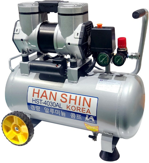 HANSHIN 한신 현장용 오일없는 4마력급 알루미늄 콤프레샤 HST-4030AL(에어건.코일호수 사은품), 1개