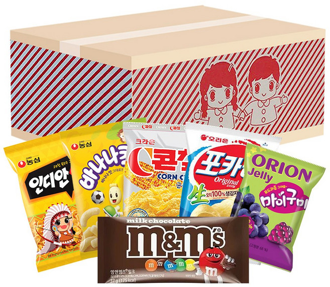 과자선물세트 s9 간식 어린이 유치원 단체 과자꾸러미, 1개, 바나나킥, 콘칲, 포카칩, 인디안바스켓, 앱ple,구미, 젤리, m&m's