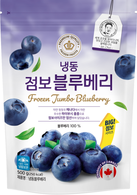 [생활앤] 냉동 점보 블루베리 17.5mm (캐나다산) 500g, 1개