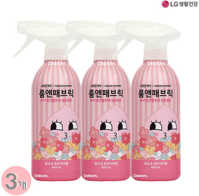 카카오 어피치 향긋 꽃내음 룸앤패브릭 2in1 공간탈취/섬유향수400ml, 3개, 400ml