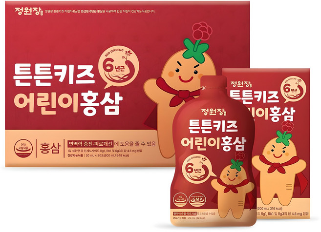 정원장 튼튼키즈 어린이 홍삼, 600ml, 1개