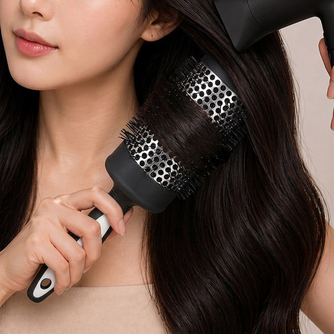 포르페 손상 없는 프리미엄 롤브러쉬, 1개, 대형 알려미늄 블랙 6.7cm