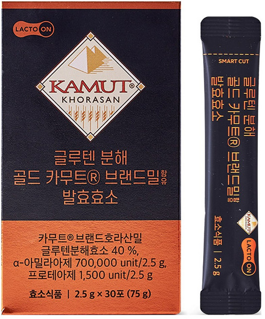 락토온 글루텐분해 골드 카무트 브랜드밀함유 발효효소 30p, 75g, 1개