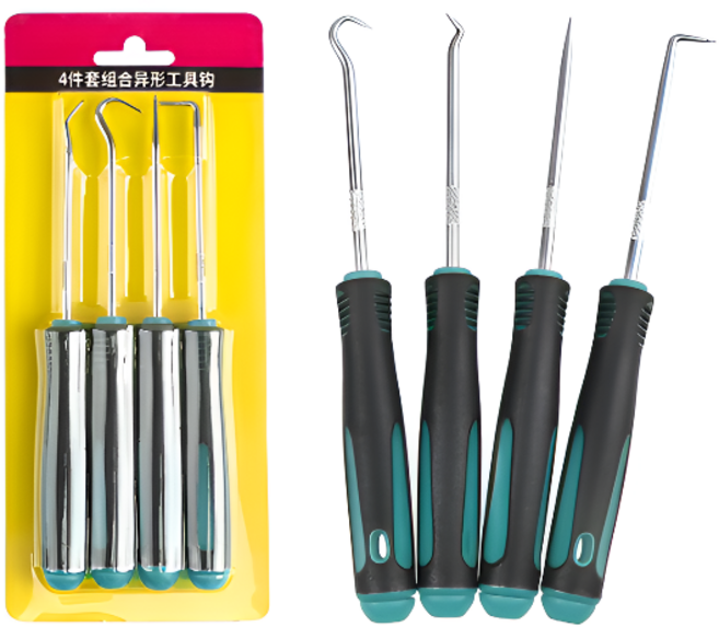 투제이몰 CR-V강한재질 오링풀러세트 4종 직선 곡선 송곳 후크 갈고리 공구 고무 오링 패킹 탈거, 1개