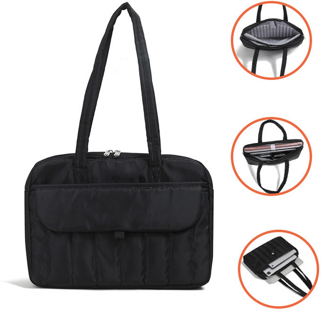 여성 노트북가방 퀄팅 방수 태블릿가방 갤럭시탭 아이패드 맥북 태블릿파우치 숄더백 가방, 블랙