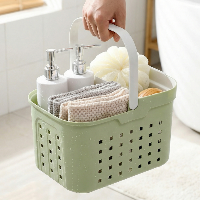 슈나온 2단 분리형 물빠짐 목욕바구니, 그린
