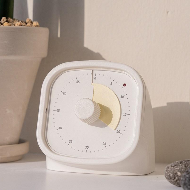 볼륨조절 센담 무소음 뽀모도로타이머 알람시계 공부타이머, 옐로우, 1개