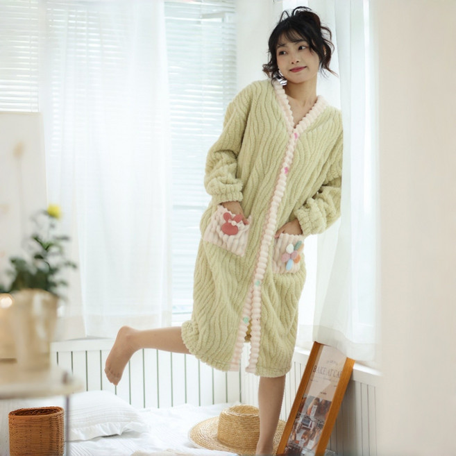 法蘭絨開衫睡袍