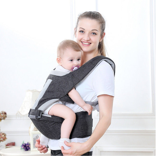 가벼운 여름용 시원한 메쉬 휴대용 올인원 신생아용 아기띠 허리편한 베룸 힙시트, 차콜그레이