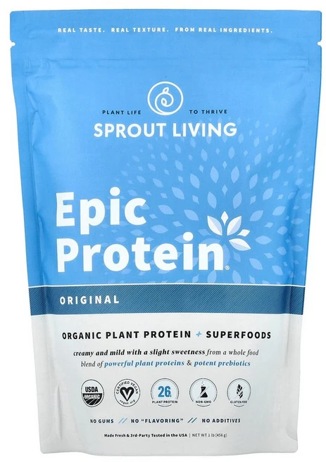 Sprout Living Epic Protein® Plant Protein + Superfoods Original 1 lb 456 g, 453 g, 453g, 1개 - 쿠팡