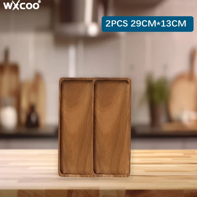 식기류 원목 디저트 접시 직사각형 플래터 케이크 빵 저녁 치즈 트레이 파티 레스토랑에 이상적, 09 Type B-2PCS