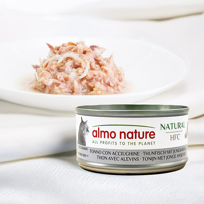 알모네이쳐 HFC 내츄럴 캣(7종) 70g 고양이습식사료, 12개, 참치와 뱅어