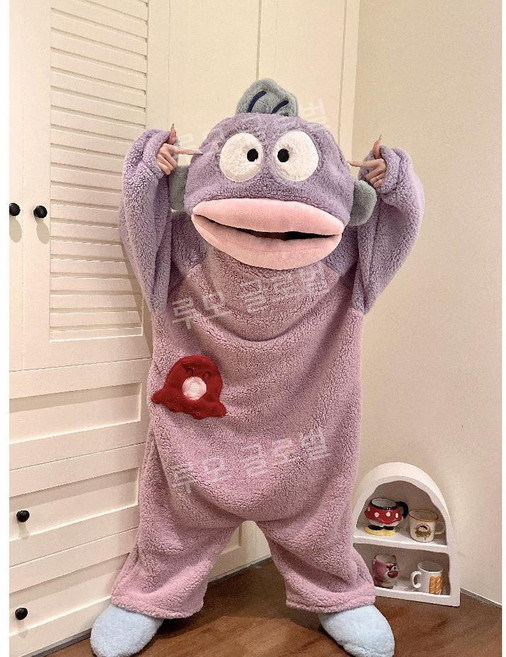 루모 한교동 잠옷 겨울 긴팔 파자마 상어 홈웨어 수면 바지 세트 극세사 동물잠옷 커플