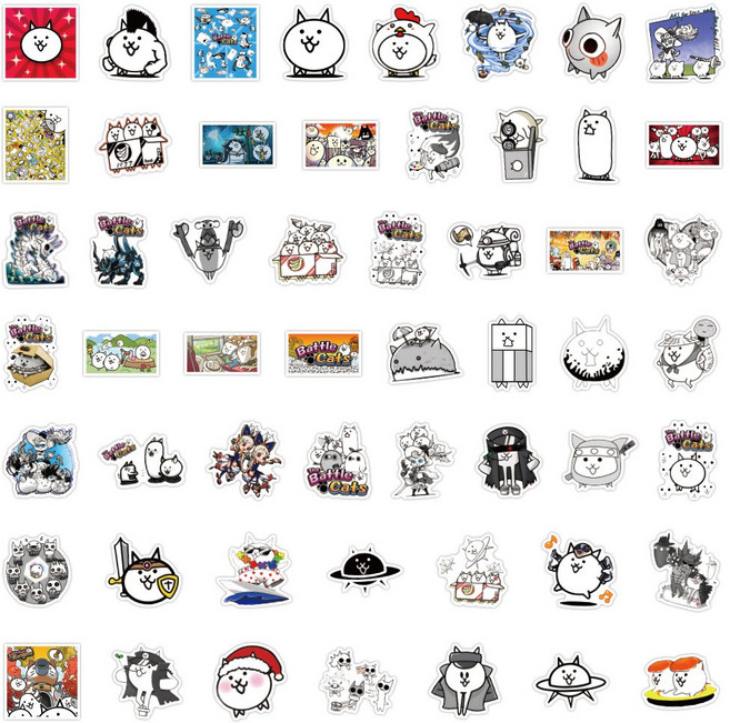 냥코대전쟁 스티커 인테리어 휴대폰 50장 노트북 꾸미기, 배틀캣 50pcs
