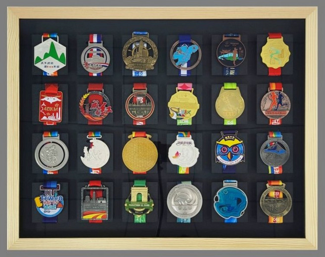 마라톤 메달걸이 스포츠 수집 진열 행거 전시 보관대, 6개 2x3, 1개, 내추럴우드