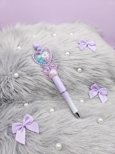 볼펜꾸미기 완제품 볼꾸완제품 동대문볼꾸 예쁜볼펜, 1개, 하트링토끼(보라)