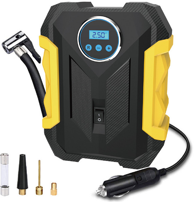 JS購物 汽車自動胎壓檢測快速充氣打氣機12V 內建胎壓檢測 自動充停 安全便捷, 汽車打氣機, 1個