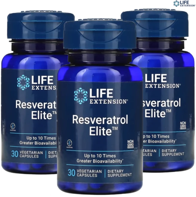 라이프익스텐션 레스베라트롤 엘리트 베지캡슐 글루텐 무함유, 30정, 3개 - 쿠팡