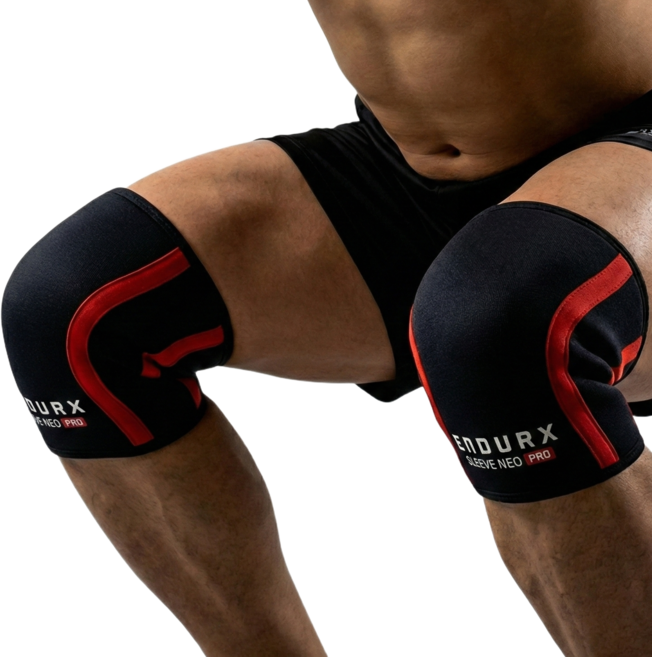 엔듀어엑스 ENDURX 헬스 무릎보호대 네오프렌 7mm 니슬리브 2개 1set, 블랙+레드, 1세트
