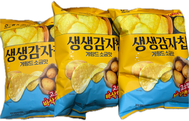 해태 x 노브랜드 가루비 생생감자칩, 3개, 110g