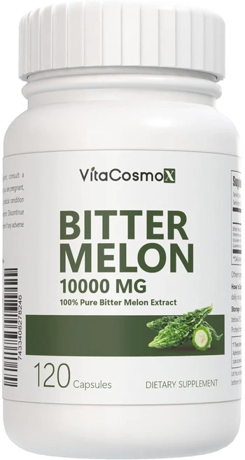 VitaCosmoX 비타코스모엑스 비터멜론 추출물 쓴멜론 여주 카란틴 고함량 10000mg 야채캡슐, 1개, 120정 - 쿠팡