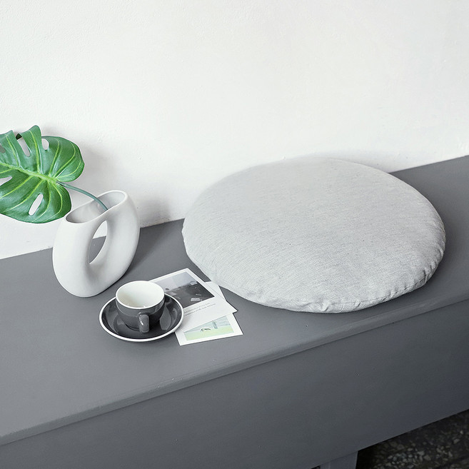 까사베르데 모던 느와르 사무실 카페 식탁 좌식 원형방석 (솜포함) 라이트 그레이