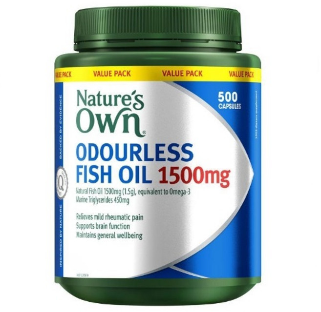 Nature's Own [Free shipping] Odourless Fish Oil 1500mg 500 Capsules Exclusive Size, 1개, 500정