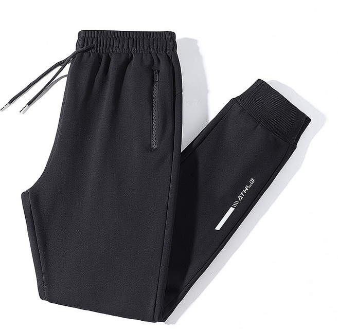 男士秋冬新款棉質加絨運動褲，束口跑步小腳休閒長褲