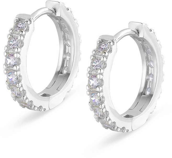 KRKC 실버925 원터치 링 귀걸이 14K 도금 큐빅 귀걸이 남여공용 데일리 링 귀걸이