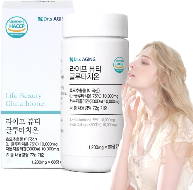 닥터스에이징 라이프 뷰티 글루타치온 미국산 고순도 글루타치온 식약처인증 1200mg, 1개, 60정 - 쿠팡