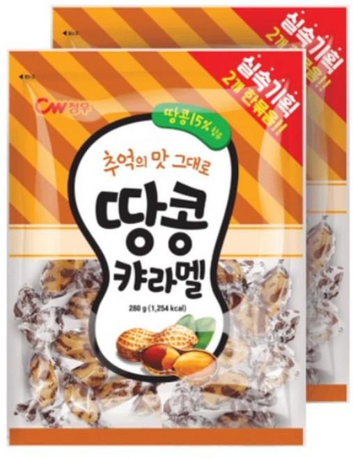 청우식품 땅콩 캬라멜, 280g, 18개