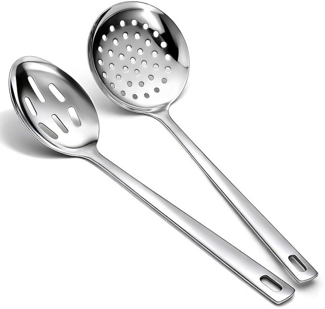 Berglander 거름망용 슬롯 스푼 33cm(13인치) 2개 스테인리스 스틸 주방 거미 스트레이너 스키머 국자 파스타/요리/튀김용 금속 주방 기구 파스타 스푼, Berglander 거름망용 슬롯 스푼, 33cm(13