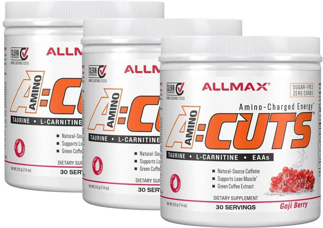 올맥스뉴트리션 ACUTS 드링크믹스 아미노산 타우린 L-카르니틴 고지베리맛 ALLMAX Nutrition, 3개, 210g