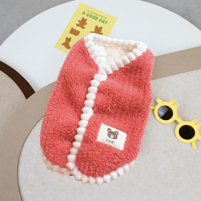 강아지 고양이 겨울 옷 조끼 생활복, 1개, 분홍