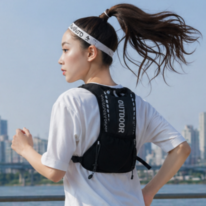 핀딘 초경량 트레일러닝 조끼 백팩 베스트 등산 가방, 올블랙, 1개