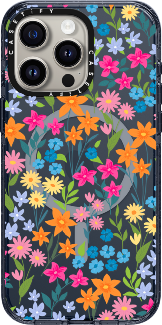 케이스티파이 CASETiFY 아이폰 15 프로 맥스 맥세이프 호환 임팩트 케이스 bright spring flowers daisy floral pattern - 매트 블랙, {Size} {Color} -  클래식 블루