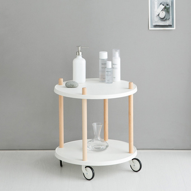 마켓비 GRUET 원형 트롤리, 화이트, 2단