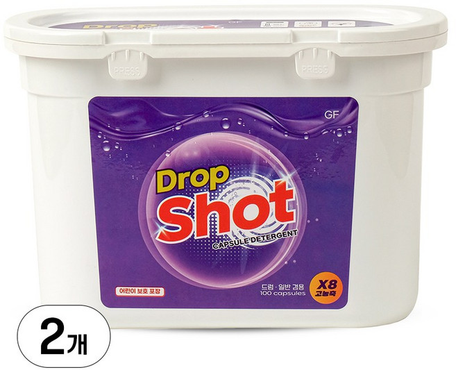 드롭샷 초고농축 일반드럼겸용 캡슐 세탁세제, 2개, 100개입