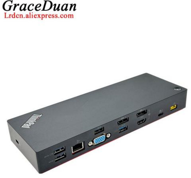 멀티 허브 포트 도킹 스테이션 호환용 레노버 씽크패드 노트북용 선더볼트 3 40AC DBB9003L1 USB C타입 4K 60hz DP HDMI VGA 03X7543, 03X7543 40AC, 1개