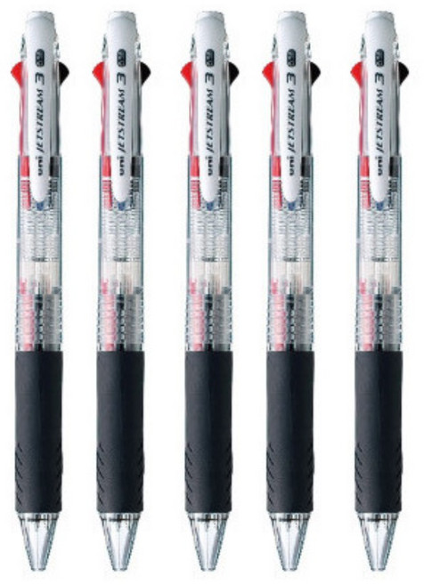 제트스트림 3색 볼펜 0.38mm, 투명, 5개