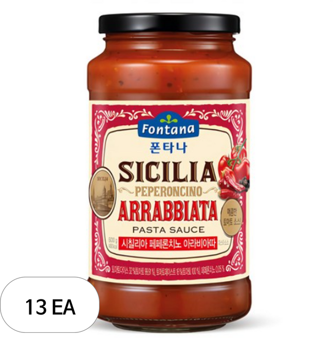 폰타나 시칠리아 페페론치노 아라비아따 파스타소스, 600g, 13개